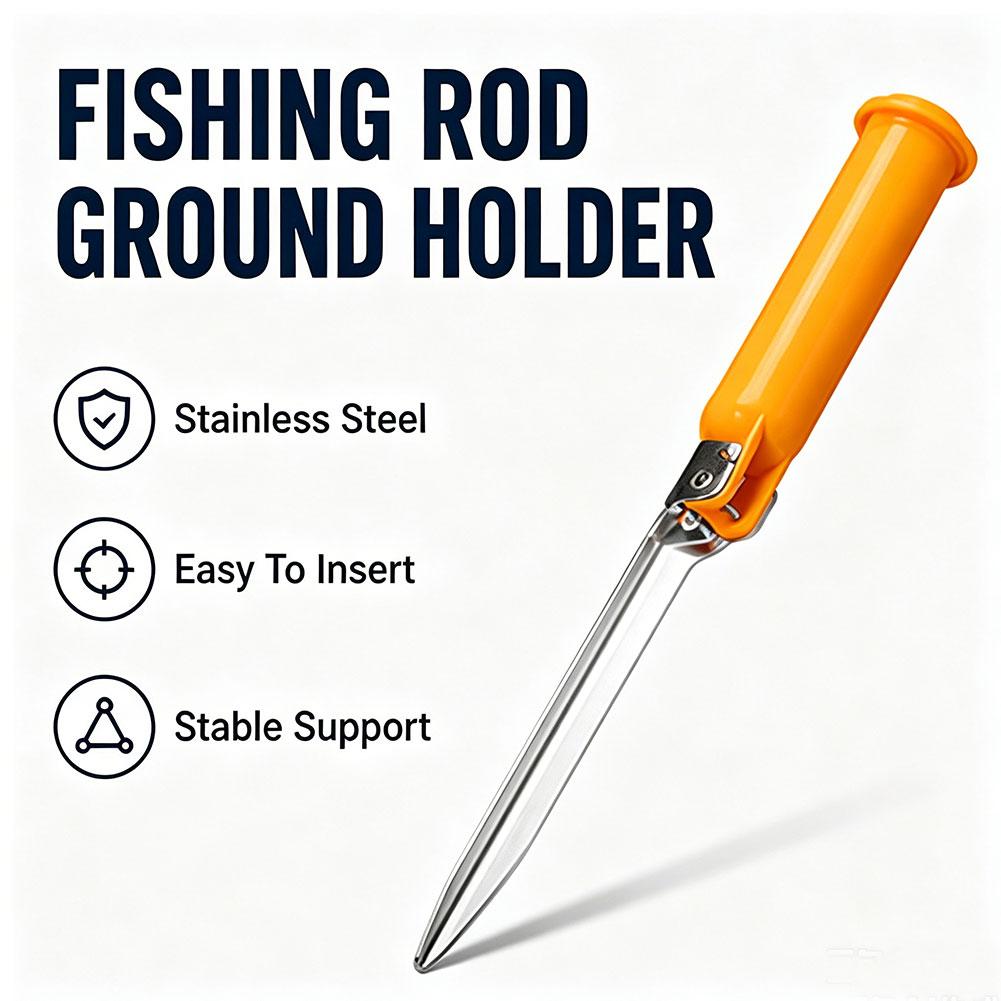 Fishing Kit Compact - 多機能折りたたみ式サーフフィッシングロッドホルダー（収納蓋付き）-海釣り用ロッドグランドスパイク、ビーチフィッシング用コンパクトデザイン