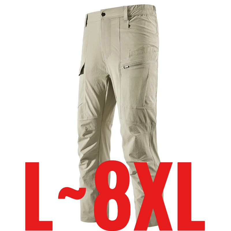 Fishing Kit Compact - プラスサイズ 8XL メンズカジュアルパンツ弾性ウエストカーゴパンツ男性速乾性防水夏ストレッチ釣りハイキングキャンプビッグ