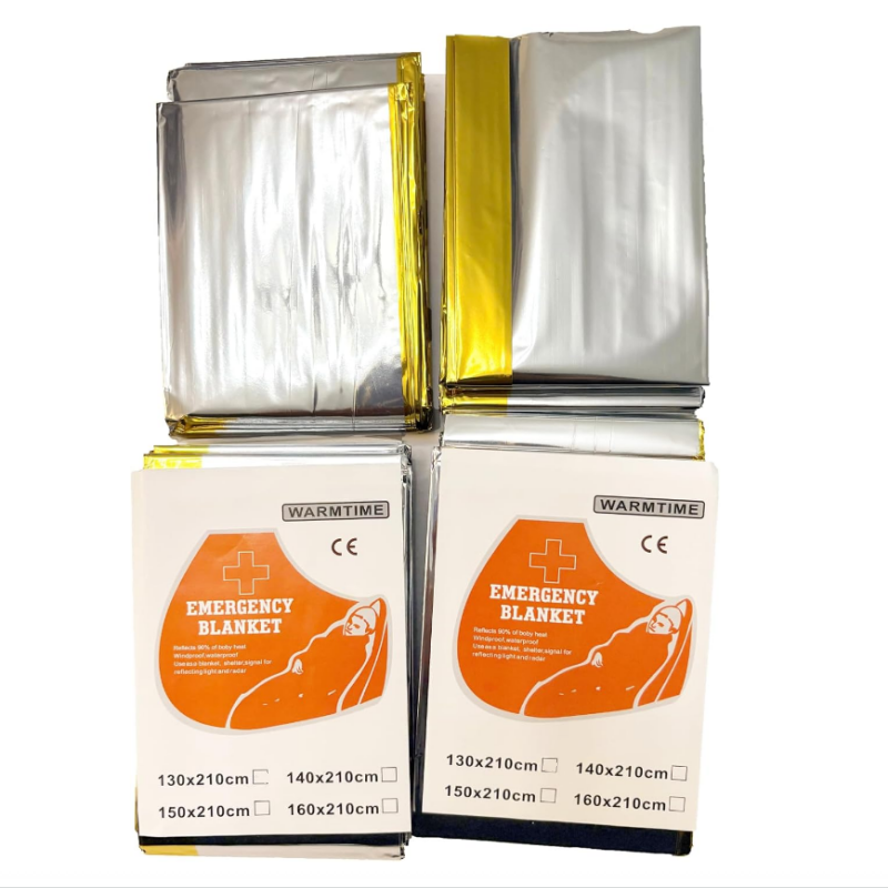 Survival Blanket Reflective - 4 パック ゴールド シルバー マイラー緊急用サーマルブランケット 160×210cm